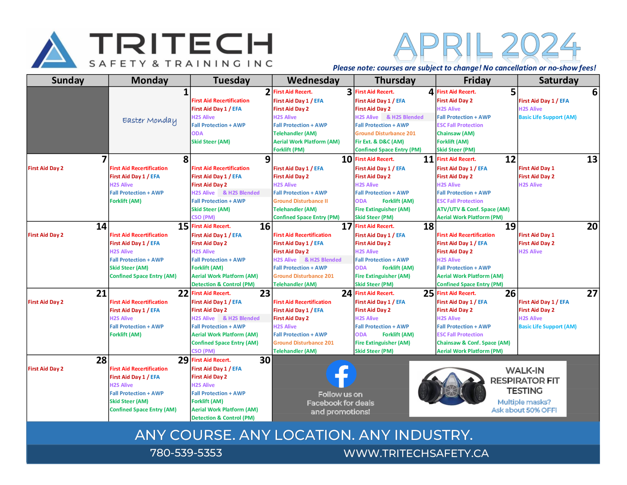 Calendar - TriTech Safety & Training